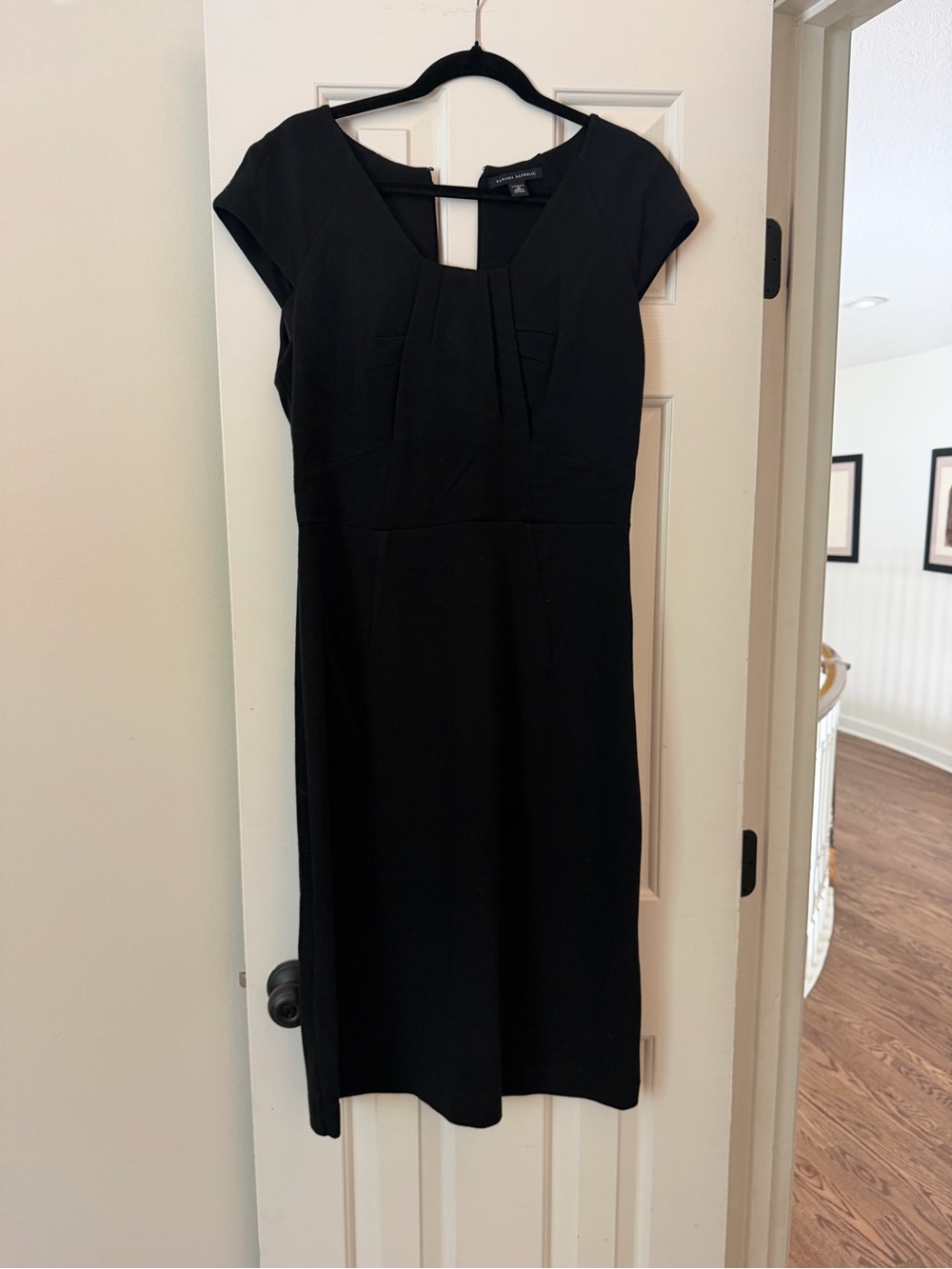 Banana Republic Black Cap-Sleeve Midi Sheath Dress